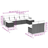 Set Divani da Giardino 9 pz con Cuscini Grigio in Polyrattan