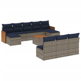 Set Divani da Giardino 11 pz con Cuscini Grigio in Polyrattan