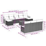 Set Divani da Giardino 11 pz con Cuscini Grigio in Polyrattan