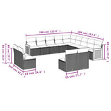 Set Divani da Giardino 13 pz con Cuscini Grigio in Polyrattan