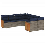 Set Divani da Giardino 8 pz con Cuscini Grigio in Polyrattan