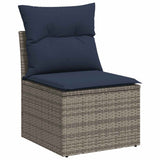 Set Divani da Giardino 8 pz con Cuscini Grigio in Polyrattan