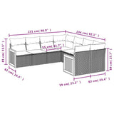 Set Divani da Giardino 8 pz con Cuscini Grigio in Polyrattan