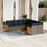 Set Divani da Giardino 8 pz con Cuscini Grigio in Polyrattan