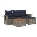 Set Divani da Giardino 5 pz con Cuscini Grigio in Polyrattan