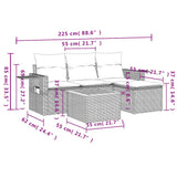 Set Divani da Giardino 5 pz con Cuscini Grigio in Polyrattan