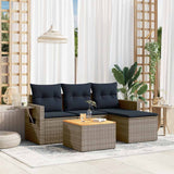 Set Divani da Giardino 5 pz con Cuscini Grigio in Polyrattan