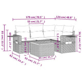 Set Divani da Giardino 5 pz con Cuscini Nero in Polyrattan