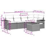 Set Divani da Giardino 6 pz con Cuscini Grigio in Polyrattan