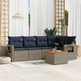 Set Divani da Giardino 6 pz con Cuscini Grigio in Polyrattan