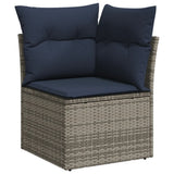 Set Divani da Giardino 7 pz con Cuscini Grigio in Polyrattan