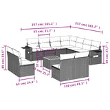 Set Divani da Giardino 12 pz con Cuscini Grigio in Polyrattan