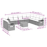 Set Divani da Giardino 11 pz con Cuscini Grigio in Polyrattan
