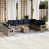 Set Divani da Giardino 11 pz con Cuscini Grigio in Polyrattan