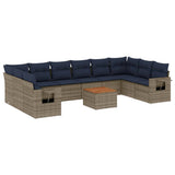 Set Divani da Giardino 11 pz con Cuscini Grigio in Polyrattan
