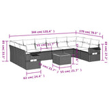 Set Divani da Giardino 11 pz con Cuscini Grigio in Polyrattan