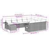 Set Divani da Giardino 11 pz con Cuscini Grigio in Polyrattan