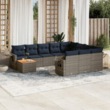 Set Divani da Giardino 11 pz con Cuscini Grigio in Polyrattan
