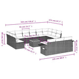 Set Divani da Giardino 14 pz con Cuscini Grigio in Polyrattan