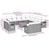 Set Divani da Giardino 14 pz con Cuscini Grigio in Polyrattan