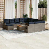 Set Divani da Giardino 13 pz con Cuscini Grigio in Polyrattan