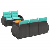 Set Divani da Giardino 6 pz con Cuscini Nero in Polyrattan