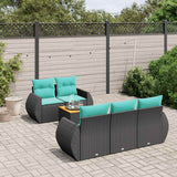 Set Divani da Giardino 6 pz con Cuscini Nero in Polyrattan