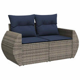 Set Divani da Giardino 9 pz con Cuscini Grigio in Polyrattan