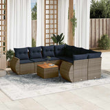 Set Divani da Giardino 9 pz con Cuscini Grigio in Polyrattan