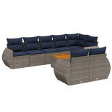 Set Divani da Giardino 9 pz con Cuscini Grigio in Polyrattan
