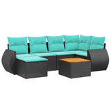 Set Divani da Giardino 7 pz con Cuscini Nero in Polyrattan