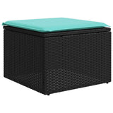 Set Divani da Giardino 7 pz con Cuscini Nero in Polyrattan