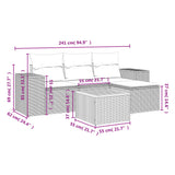 Set Divani da Giardino 5 pz con Cuscini in Polyrattan Nero