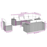 Set Divani da Giardino 9 pz con Cuscini Nero in Polyrattan