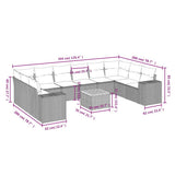 Set Divani da Giardino 11 pz con Cuscini Nero in Polyrattan