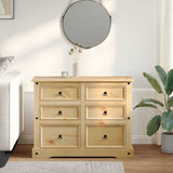 Cassettiera Corona 112x48x91 cm in Legno Massello di Pino