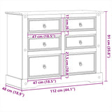 Cassettiera Corona 112x48x91 cm in Legno Massello di Pino