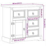 Credenza Corona 80x40x75 cm in Legno Massello di Pino