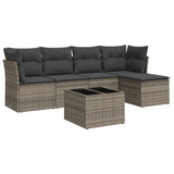 Set Divano da Giardino 6 pz con Cuscini Grigio in Polyrattan