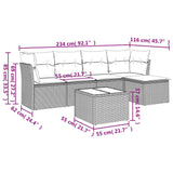 Set Divano da Giardino 6 pz con Cuscini Grigio in Polyrattan