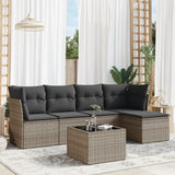 Set Divano da Giardino 6 pz con Cuscini Grigio in Polyrattan