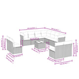 Set Divani da Giardino 12 pz con Cuscini Beige in Polyrattan