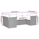 Set Divano da Giardino 6 pz con Cuscini Grigio in Polyrattan