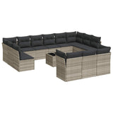 Set Divani da Giardino 14pz con Cuscini in Polyrattan