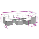 Set Divano da Giardino 10 pz con Cuscini Grigio in Polyrattan