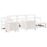 Set Divani da Giardino 7 pz Bianco in Legno Massello di Pino