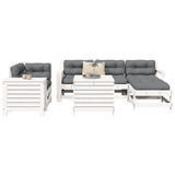 Set Divani da Giardino 7 pz Bianco in Legno Massello di Pino