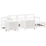 Set Divani da Giardino 7 pz Bianco in Legno Massello di Pino