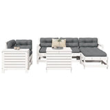 Set Divani da Giardino 7 pz Bianco in Legno Massello di Pino