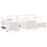 Set Divani da Giardino 7 pz Bianco in Legno Massello di Pino